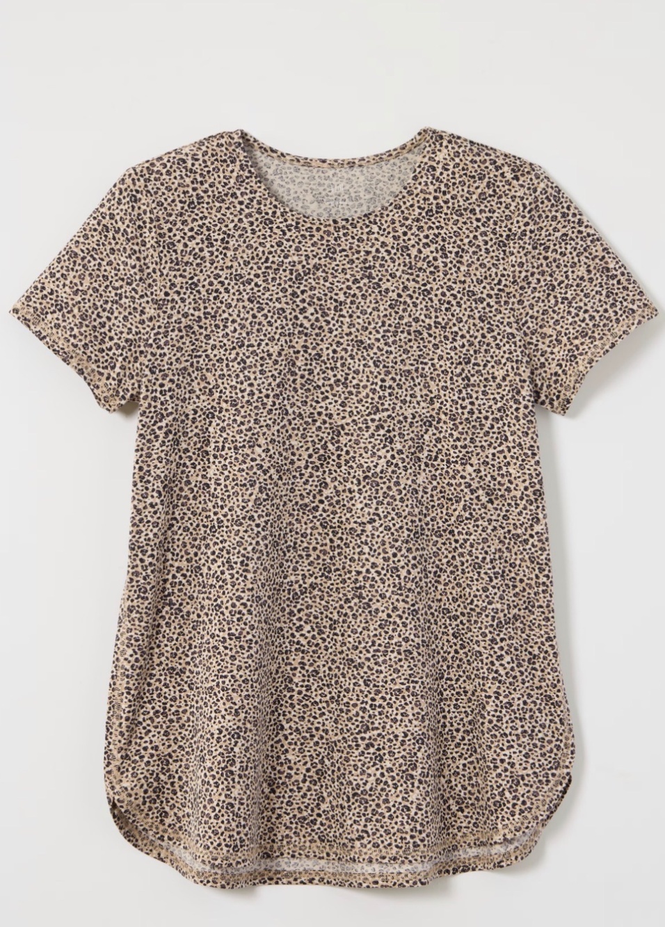 J.Jill Fit Progress Shirttail Tee Womens L Leopard Print Pima Cotton Short Slv